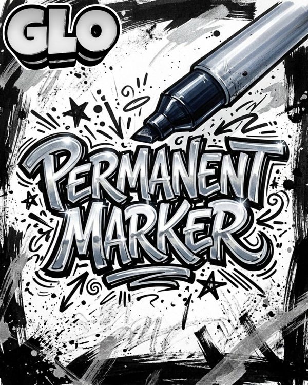 GLO Permanent Marker label art