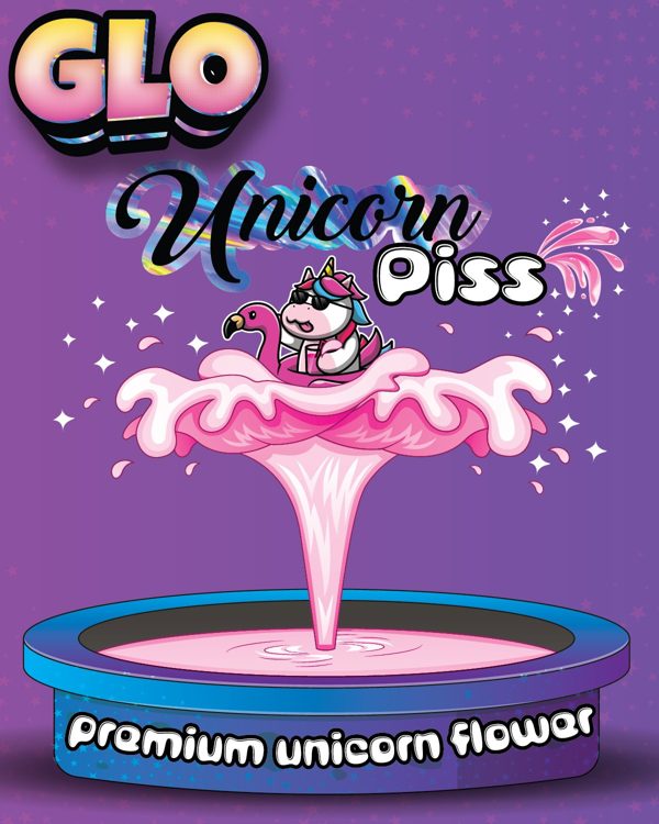 GLO Unicorn Piss label art
