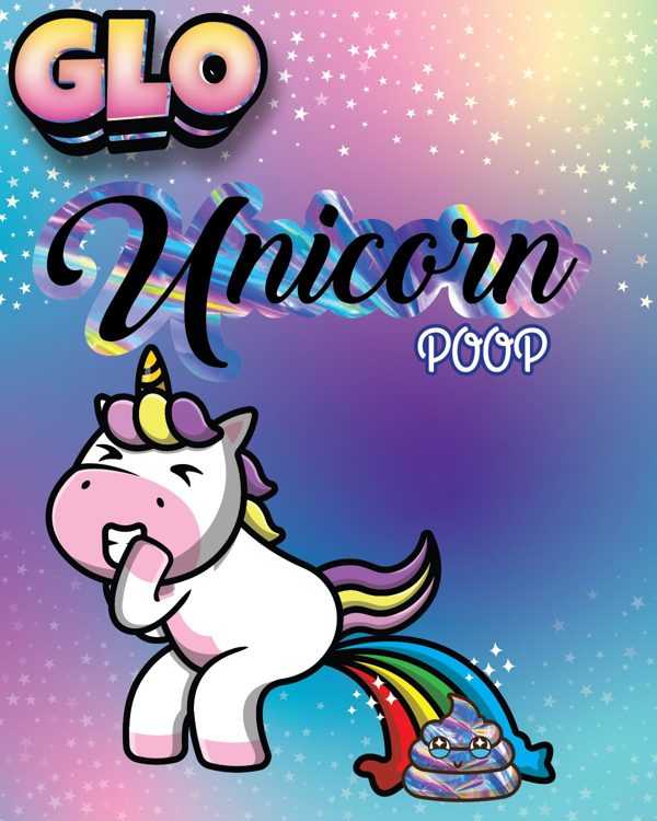 GLO Unicorn Poop label art